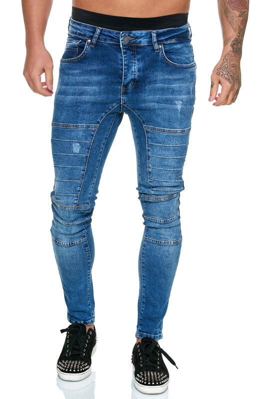 Jeans ajustados de cintura alta de moda para hombres