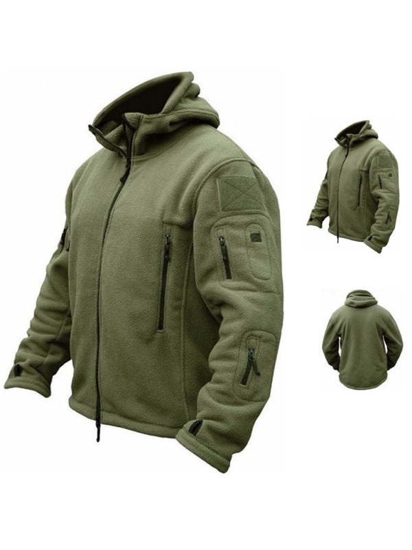 Chaqueta de lana con forro cálido para exteriores para hombre, chaqueta a prueba de frío, chaqueta con capucha de Color sólido con capucha para viento