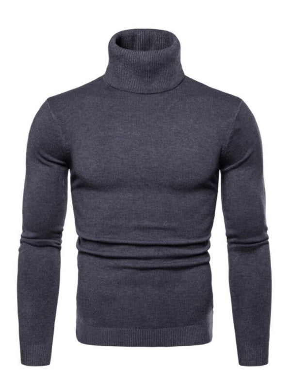 Men’s Solid Color Long Sleeve Turtleneck Sweater Top