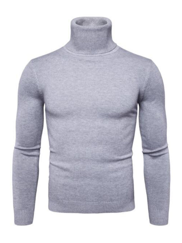 Men’s Solid Color Long Sleeve Turtleneck Sweater Top