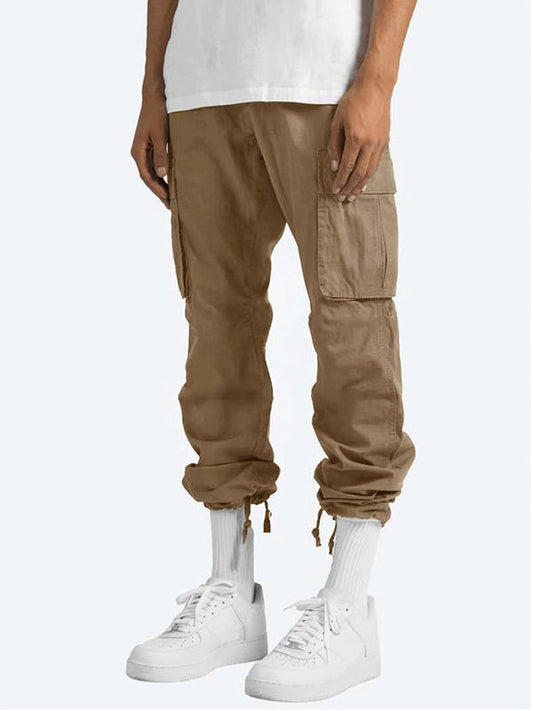 Pantalones cargo relajados de color sólido para hombre