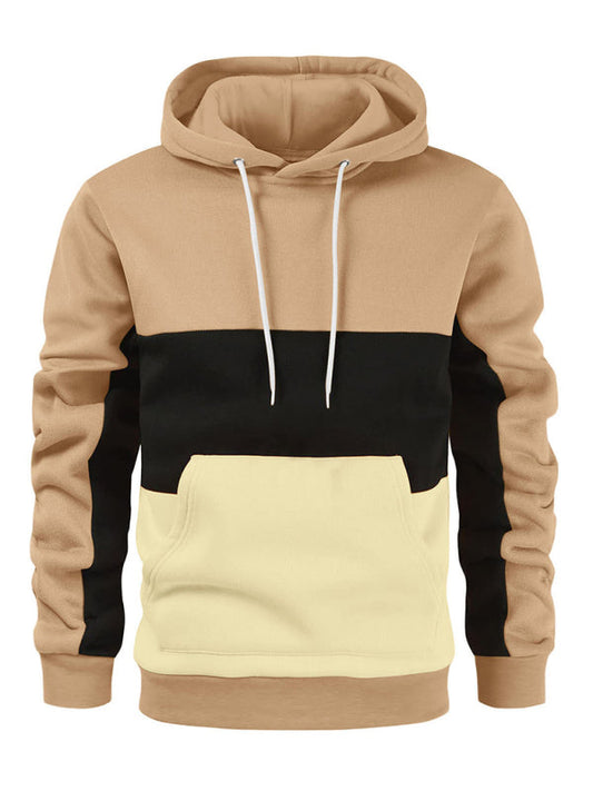 Sudadera con capucha de polar con bloques de colores para hombre