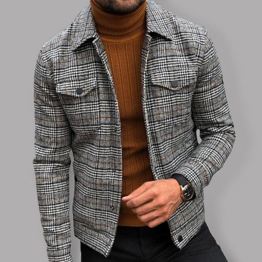 Chaqueta de camisa de franela con estampado a cuadros para hombre