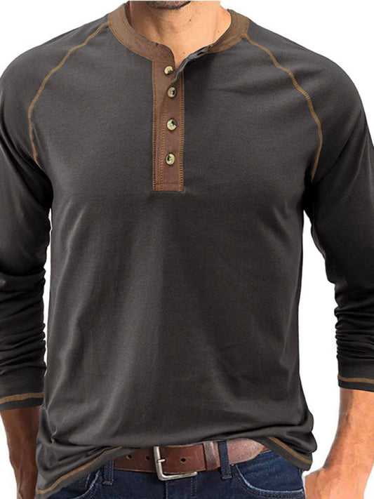 Camiseta térmica con ribete henley para hombre