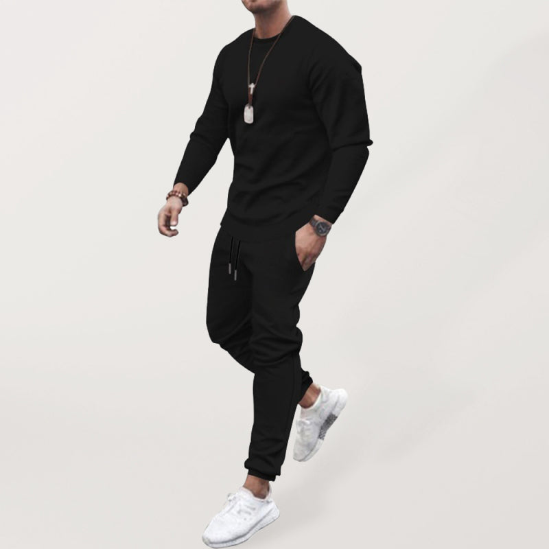 Traje casual de manga larga traje deportivo de moda de color sólido para hombres