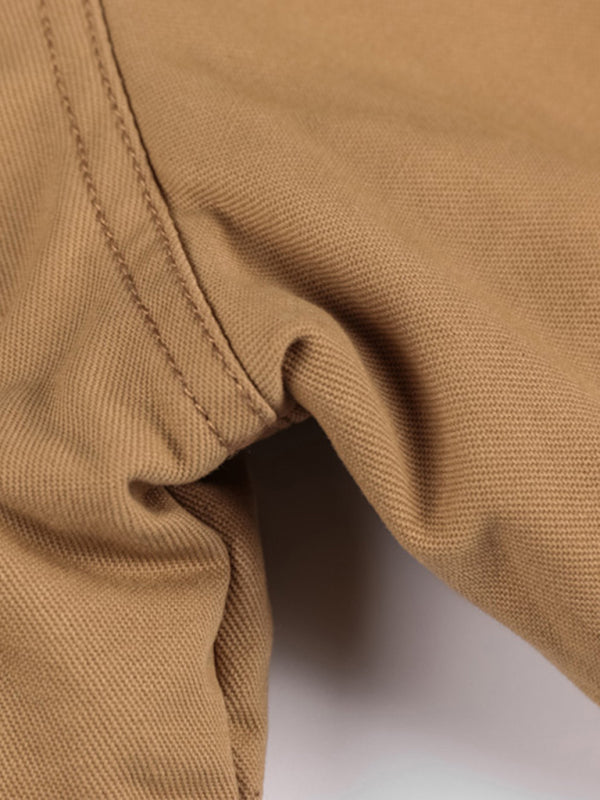 Chaqueta de algodón con capucha y cuello alto holgado de longitud media para hombre joven