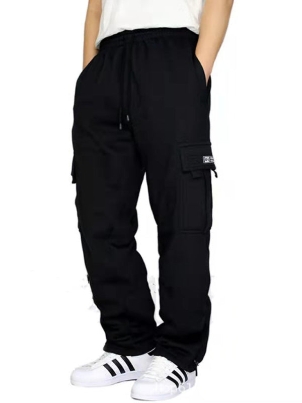New sports and leisure loose fit multi-pocket tether men's loose overalls trousers
