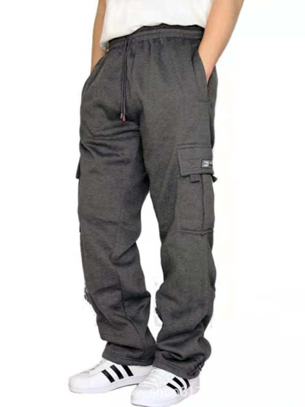 New sports and leisure loose fit multi-pocket tether men's loose overalls trousers