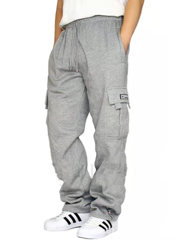 New sports and leisure loose fit multi-pocket tether men's loose overalls trousers