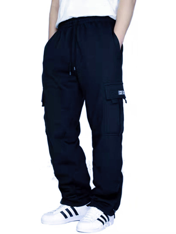 New sports and leisure loose fit multi-pocket tether men's loose overalls trousers