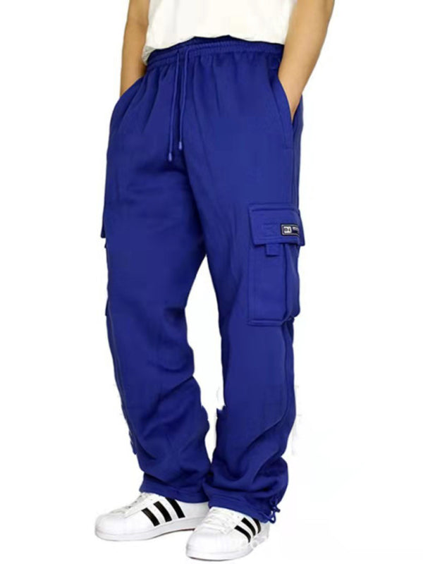 New sports and leisure loose fit multi-pocket tether men's loose overalls trousers