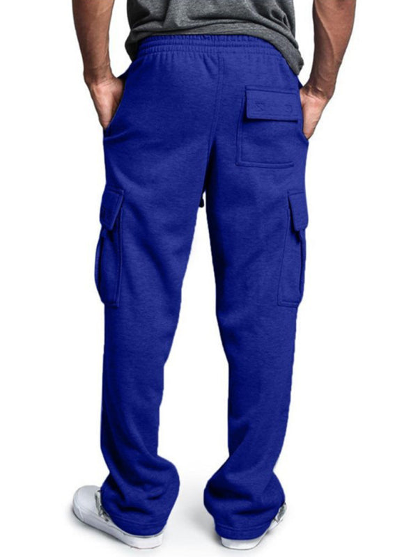 New sports and leisure loose fit multi-pocket tether men's loose overalls trousers
