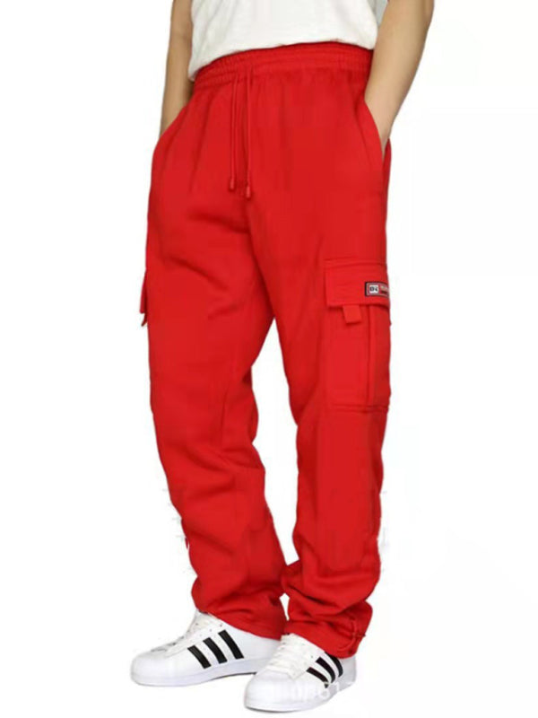 New sports and leisure loose fit multi-pocket tether men's loose overalls trousers
