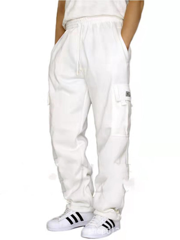New sports and leisure loose fit multi-pocket tether men's loose overalls trousers
