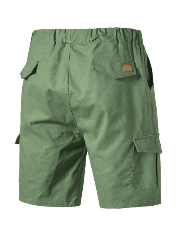 Pantalones cortos cargo de punto doble de color liso para hombre