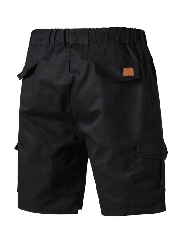 Pantalones cortos cargo de punto doble de color liso para hombre