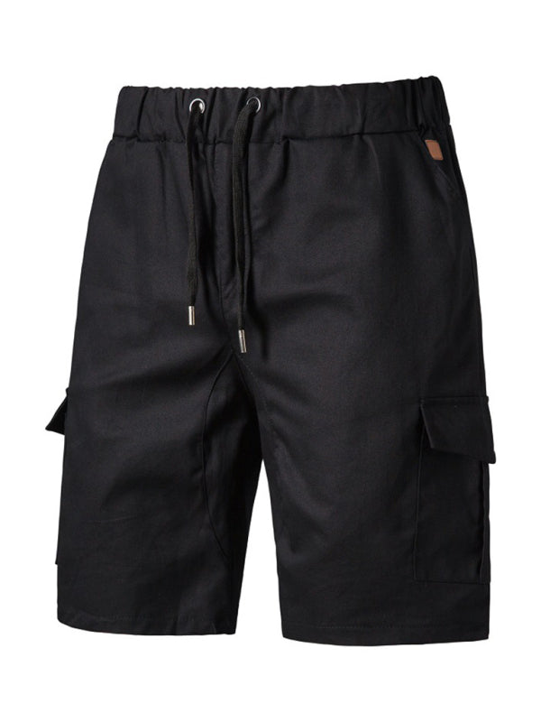 Pantalones cortos cargo de punto doble de color liso para hombre