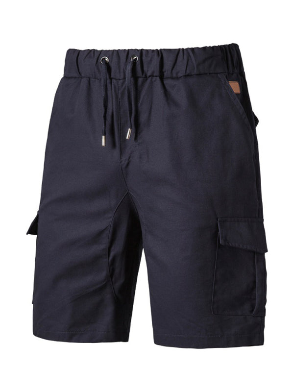 Pantalones cortos cargo de punto doble de color liso para hombre