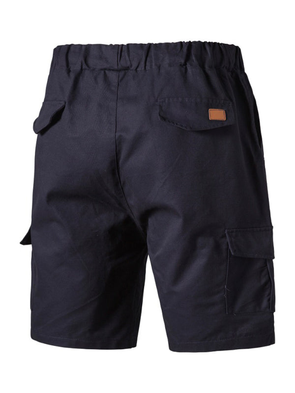 Pantalones cortos cargo de punto doble de color liso para hombre