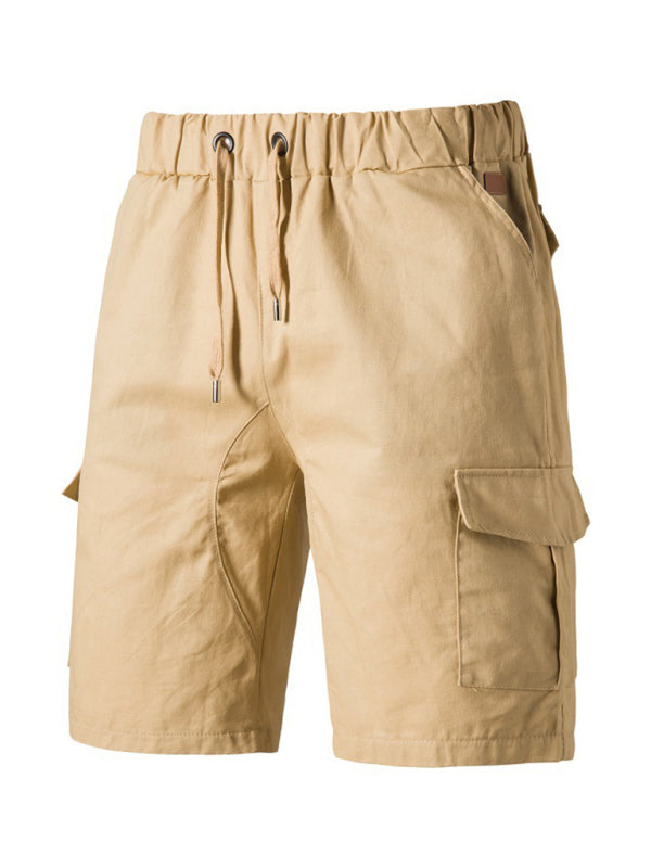 Pantalones cortos cargo de punto doble de color liso para hombre
