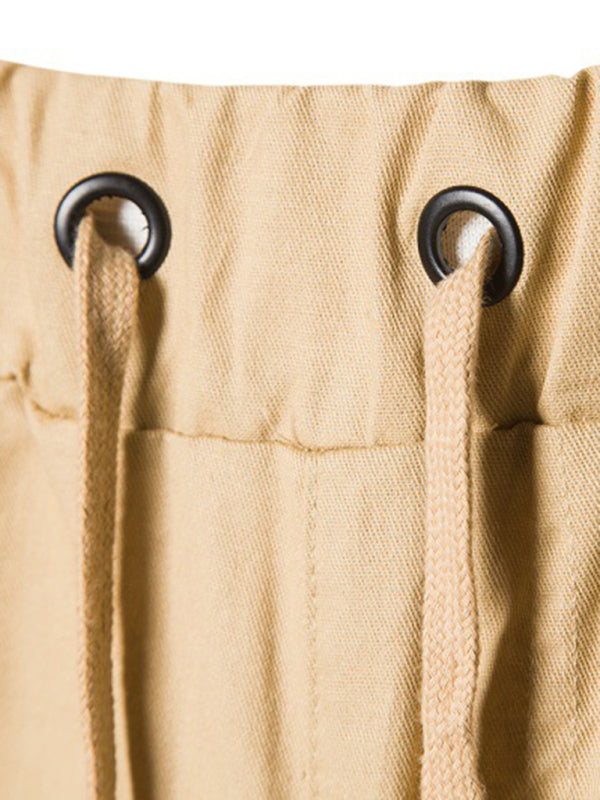Pantalones cortos cargo de punto doble de color liso para hombre