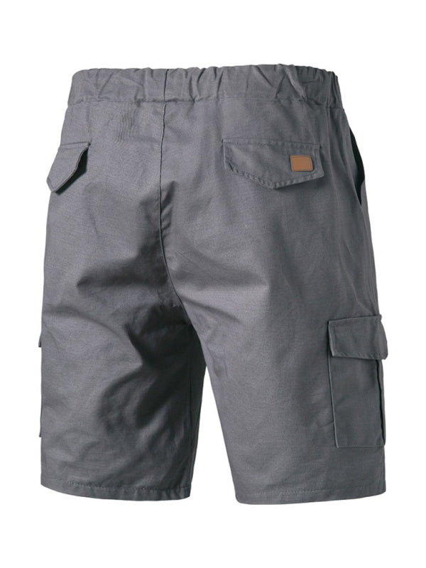 Pantalones cortos cargo de punto doble de color liso para hombre