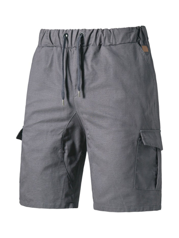 Pantalones cortos cargo de punto doble de color liso para hombre