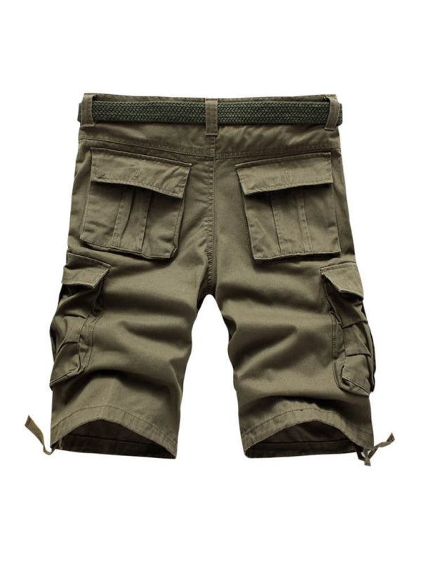 Straight Leg Cropped Pants Men's Loose Casual Pants Outdoor Sports Cargo Shorts (Without Belt)
