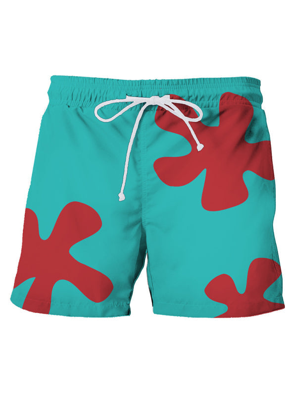 Men's Tropical Print Hawaiian Beach Shorts