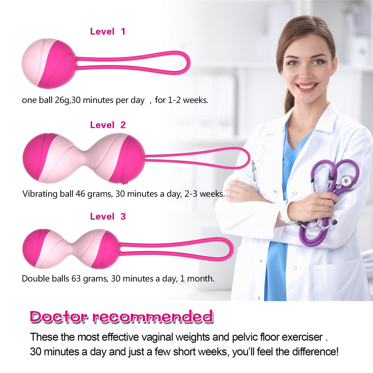 Y.LOVE Kegel Ball Función de ejercicio y masaje 2 en 1