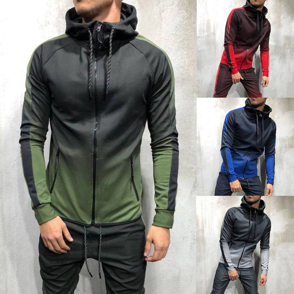 Zipper Tracksuit Men's Two Piece Set