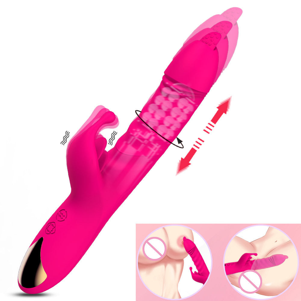 Vibrador AV de masaje telescópico con vibración del punto G para lamer la lengua
