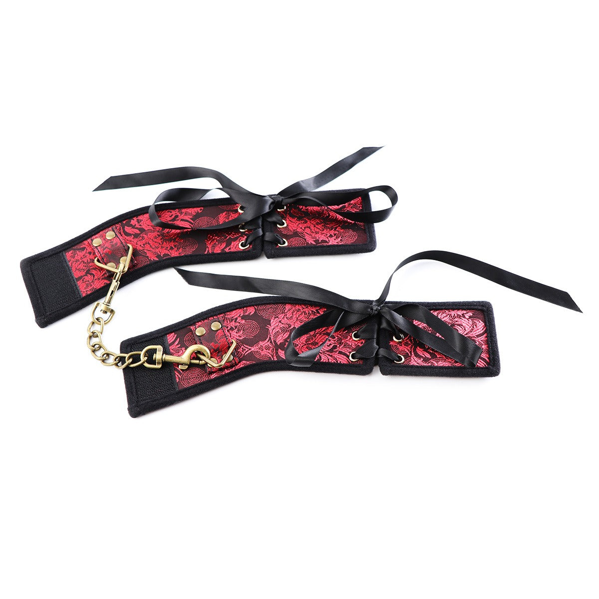 Red Ribbon Gold Handcuffs
