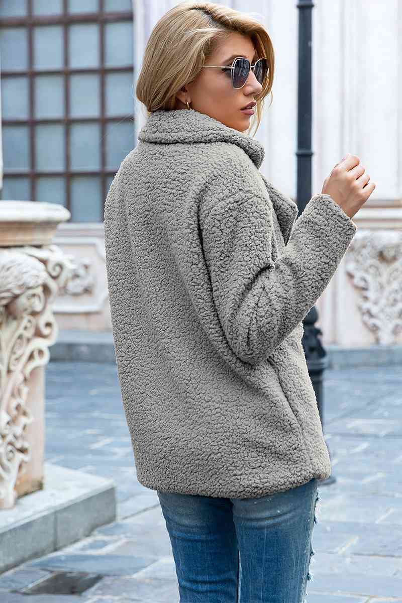 Abrigo Sherpa de cuello de solapa de tamaño completo