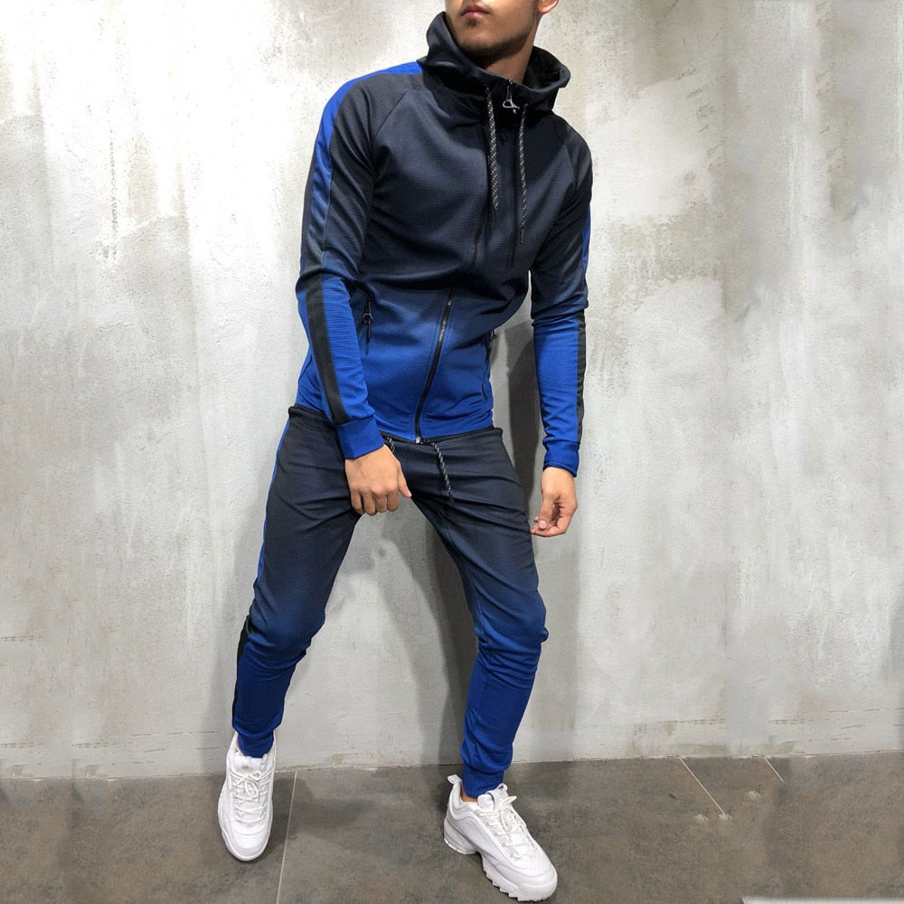 Zipper Tracksuit Men's Two Piece Set