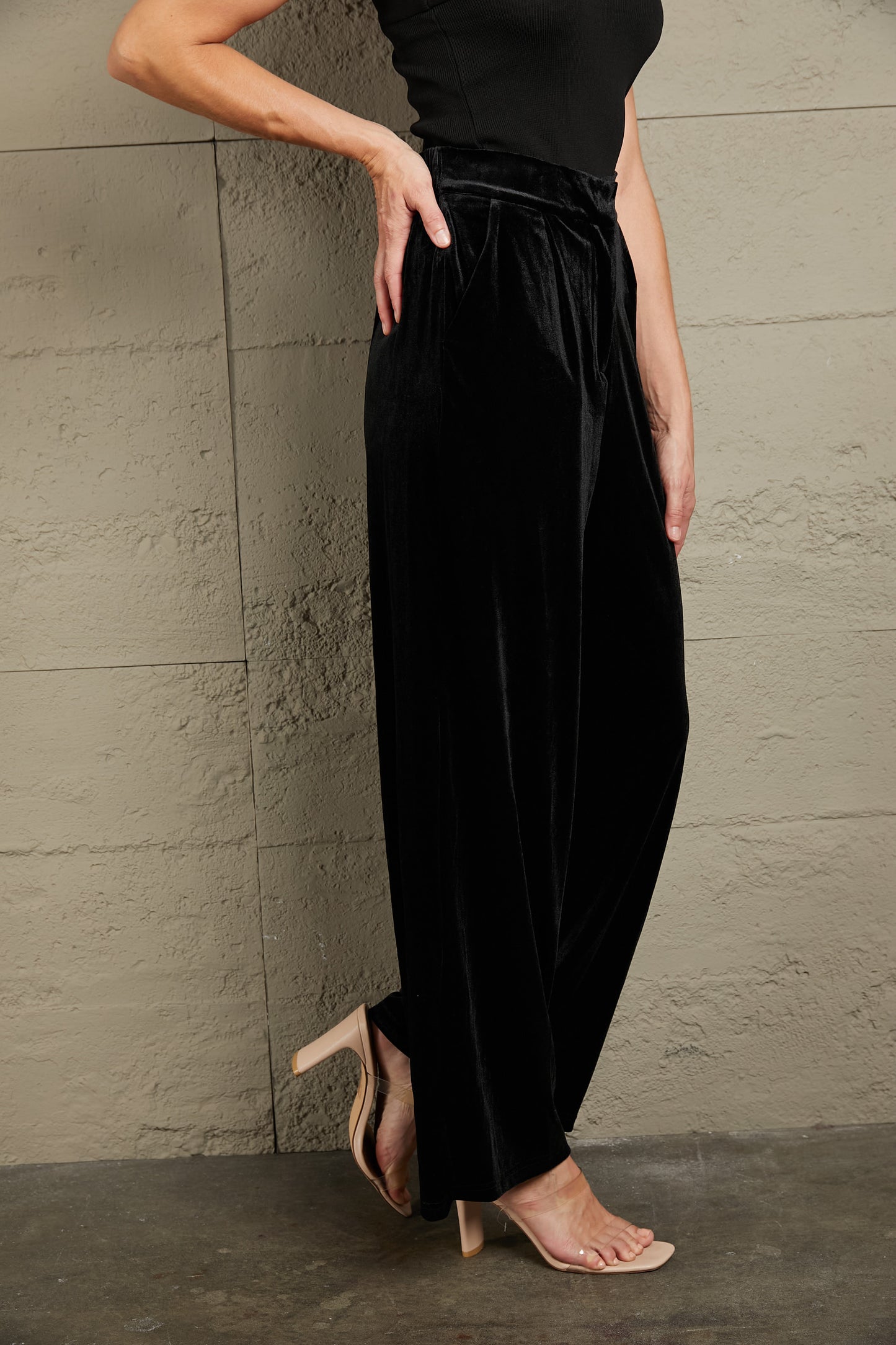 Pantalones largos holgados de talle alto con bolsillos de Double Take