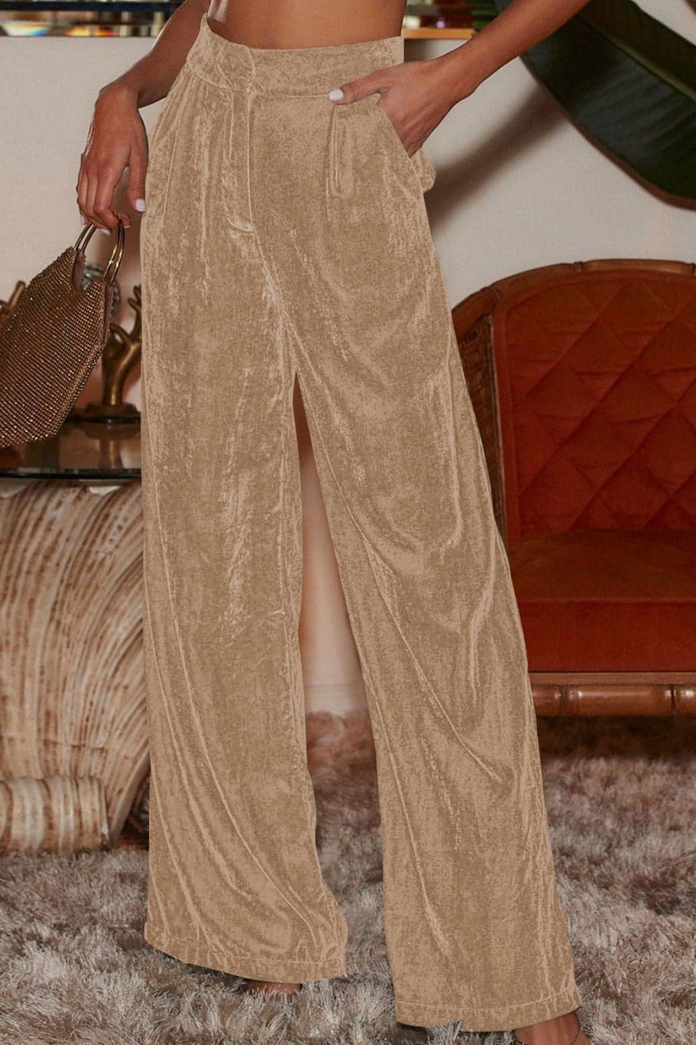 Pantalones largos holgados de talle alto con bolsillos de Double Take