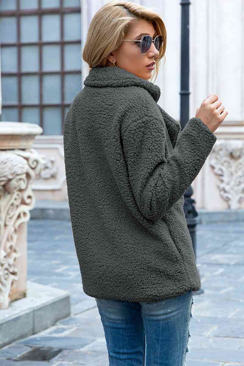 Abrigo Sherpa de cuello de solapa de tamaño completo