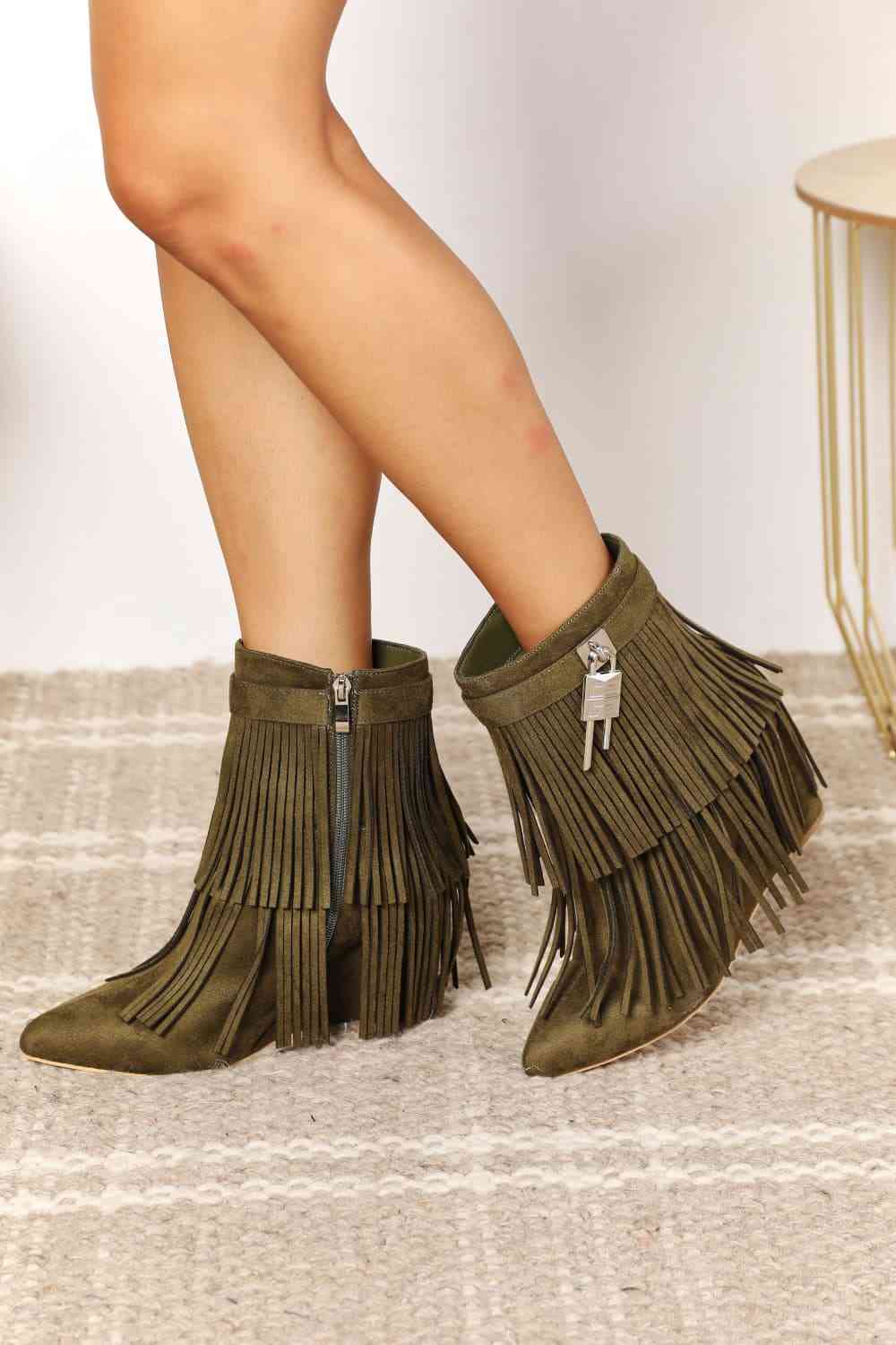 Botines con tacón de cuña y borlas para mujer Legend
