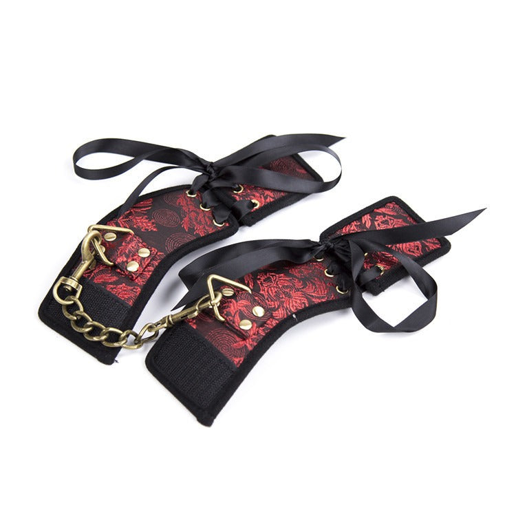 Red Ribbon Gold Handcuffs