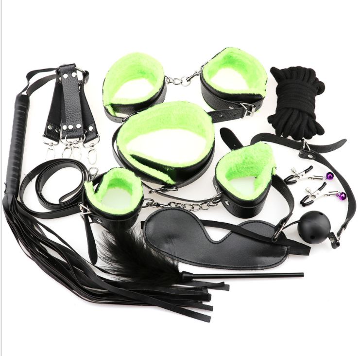 Conjunto de bondage sexual BDSM de cuero PU de lencería sexy de 10 piezas