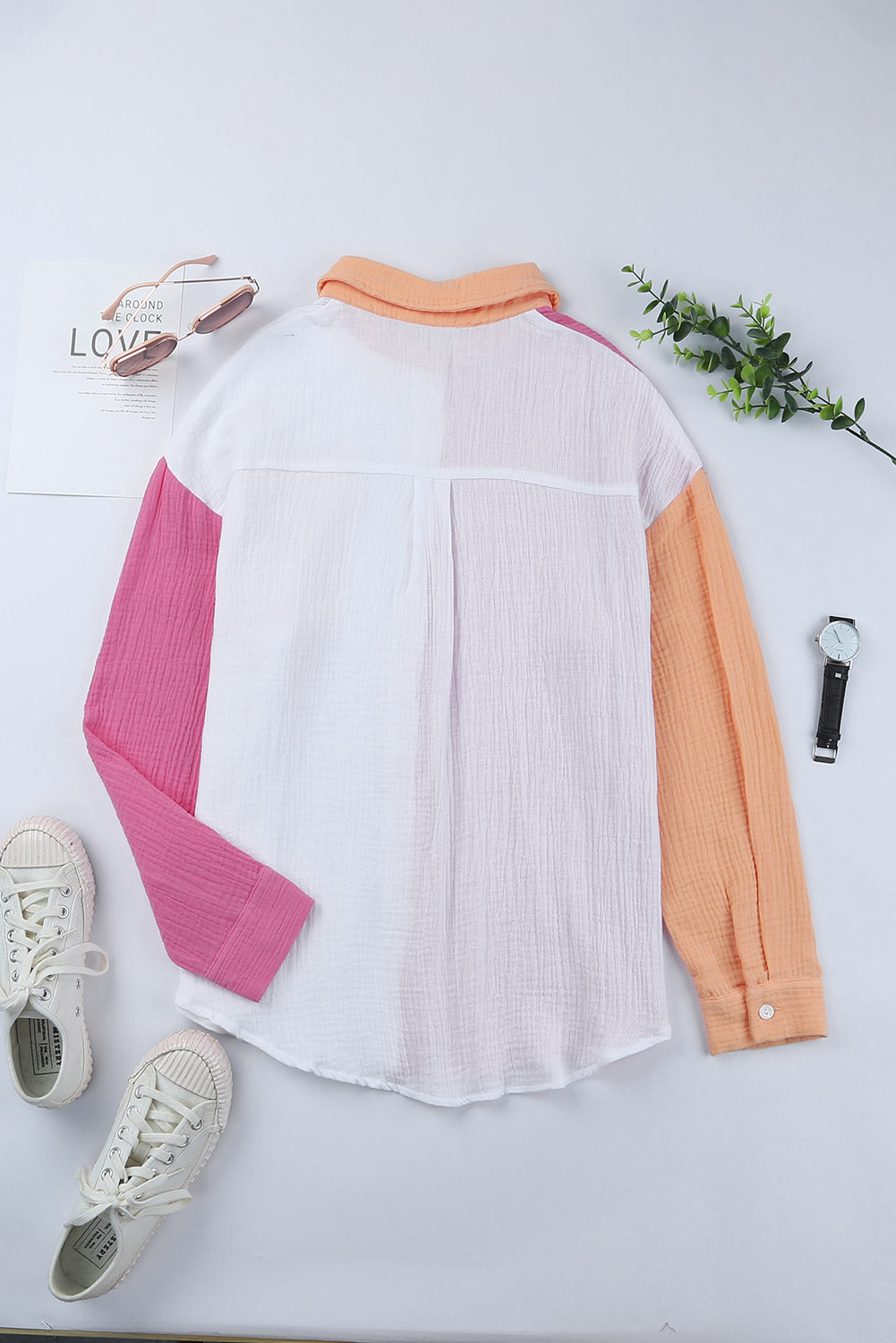 Chamarra de hombros caídos con textura de bloque de color