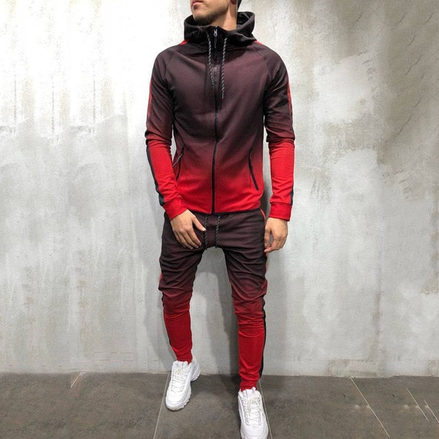Zipper Tracksuit Men's Two Piece Set
