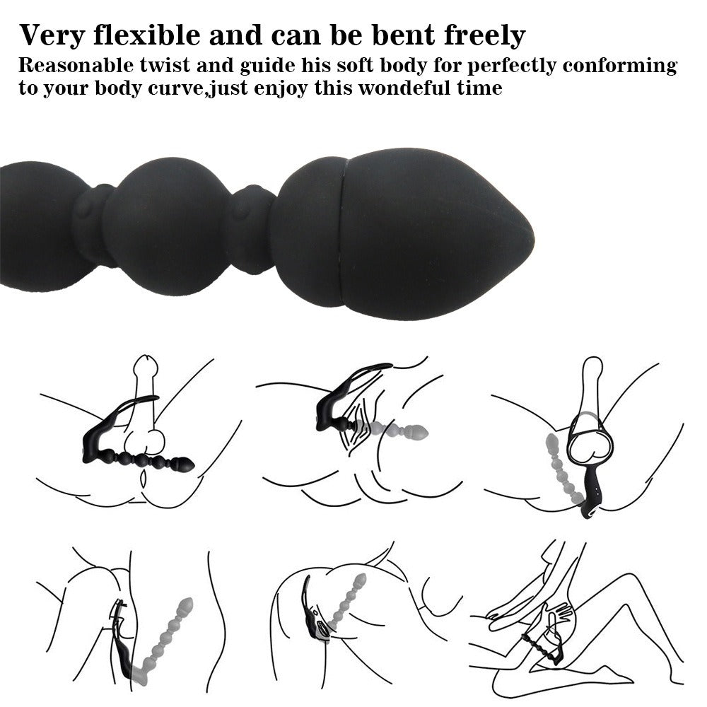 Vibrador de cuentas de extracción de enchufe anal posterior masculino