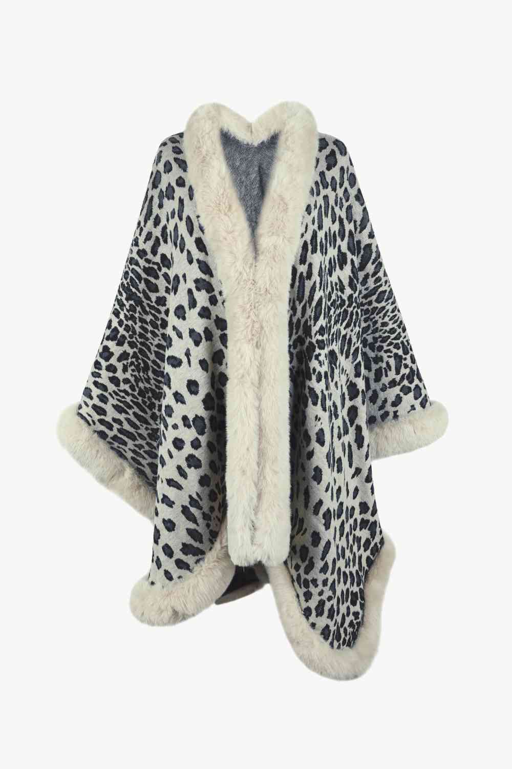 Poncho de leopardo con parte delantera abierta