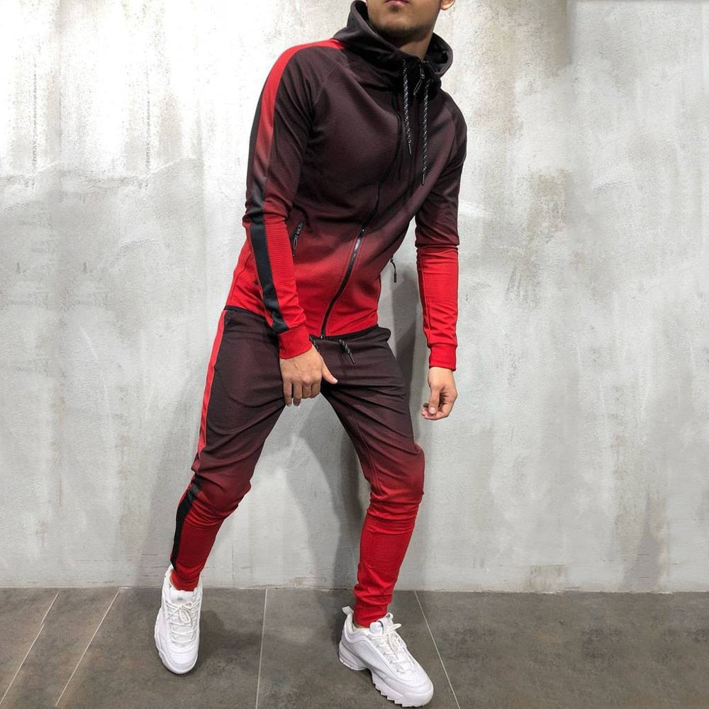 Zipper Tracksuit Men's Two Piece Set