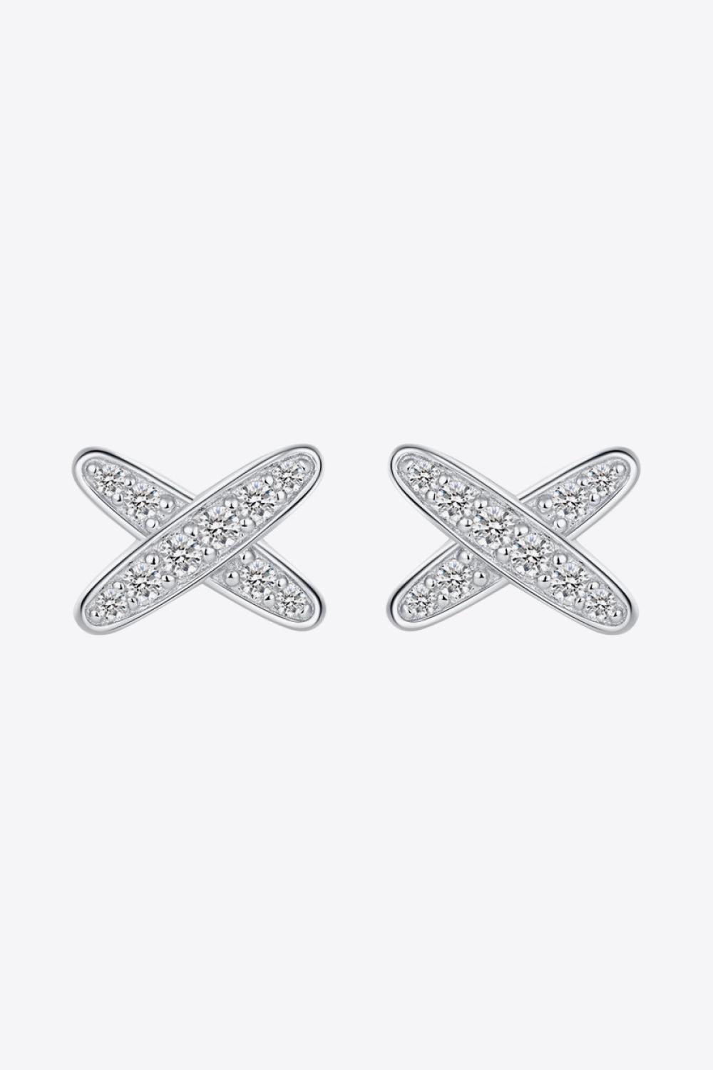 Pendientes de moissanita en forma de X de plata de ley 925