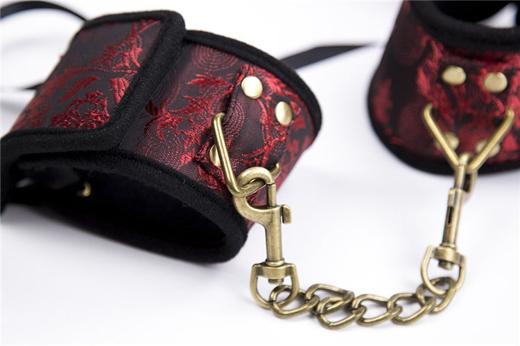 Red Ribbon Gold Handcuffs
