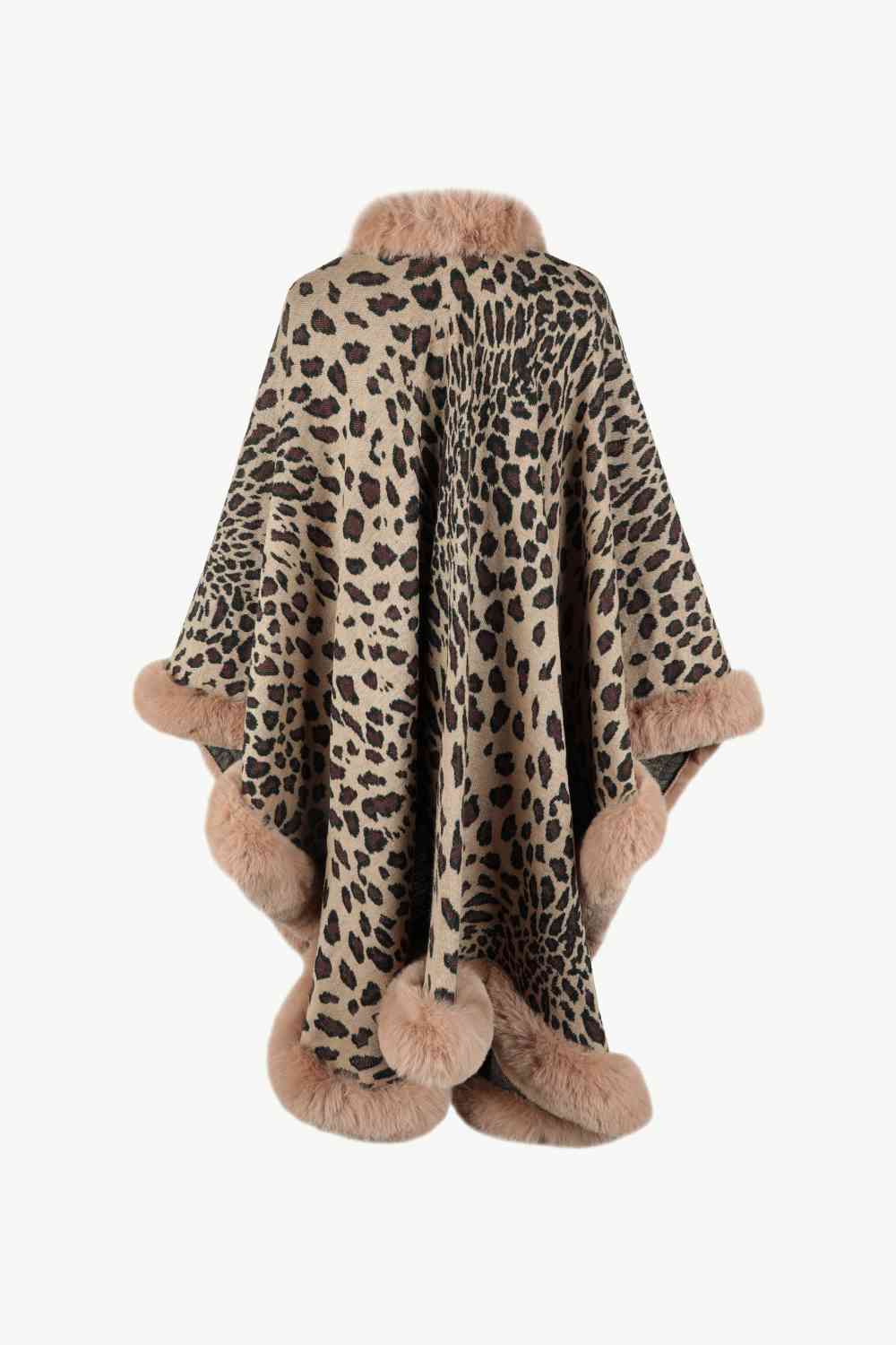 Poncho de leopardo con parte delantera abierta