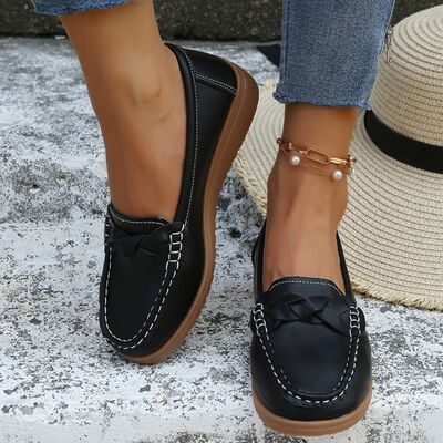 Mocasines con tacón de cuña y tejido